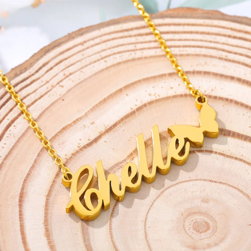 Collier avec Prénom Coeur et Papillon